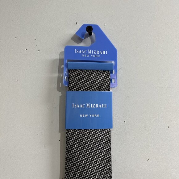 Isaac Mizrahi Tie Blue Sliver Check Diamond Print Classic Formal Homecoming - Picture 5 of 7